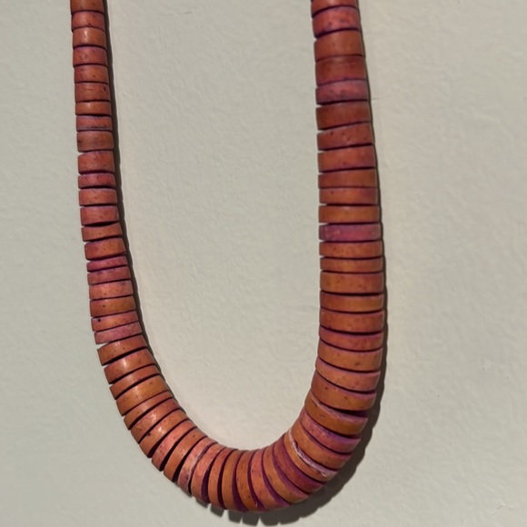 Dyed Wood Disc Bead Long Necklace - Picture 7 of 16